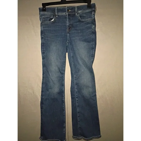 American Eagle Kick Boot Jeans Women 8 Short 30x30 Blue Denim Next Level Stretch - Picture 1 of 10